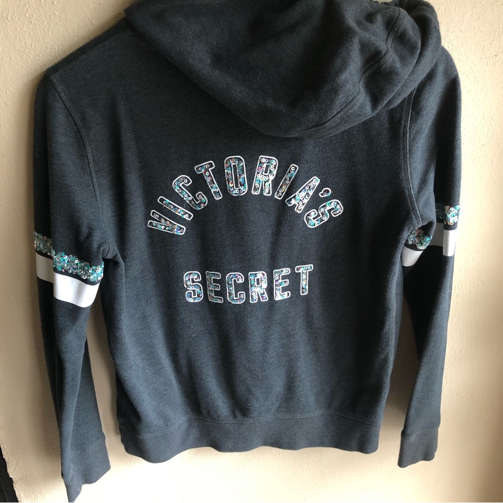 Victoria's Secret Blingy Sequined Hoodie. Gray with Irredescent Sequins. Small - Picture 6 of 10